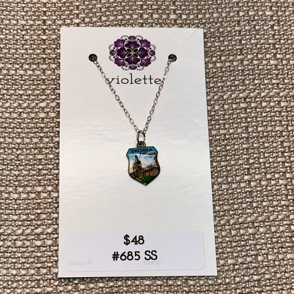 Handmade by Violette Grace Euro Travel Charm Necklace Dresden Zwinger charm #685